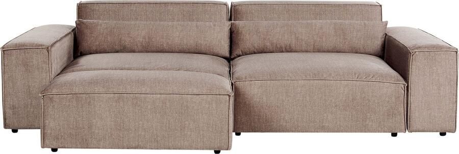 Beliani HELLNAR Tweezitsbank met ottomaan Lichtbruin Polyester