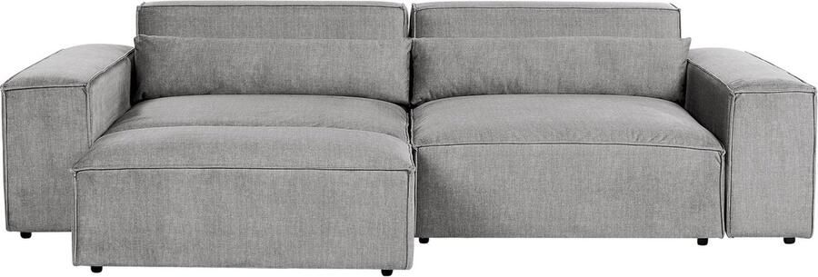 Beliani HELLNAR Tweezitsbank met ottomaan Grijs Polyester