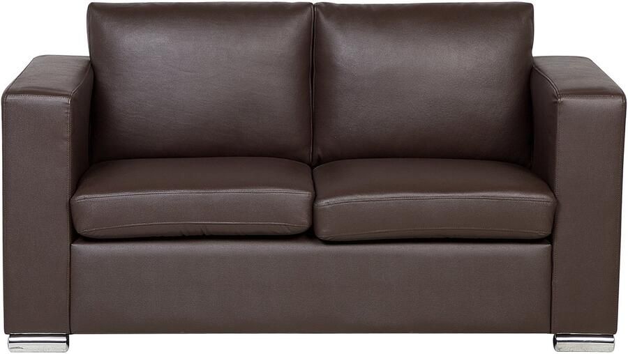 Beliani HELSINKI Tweezitsbank Donkerbruin Leer - Foto 2