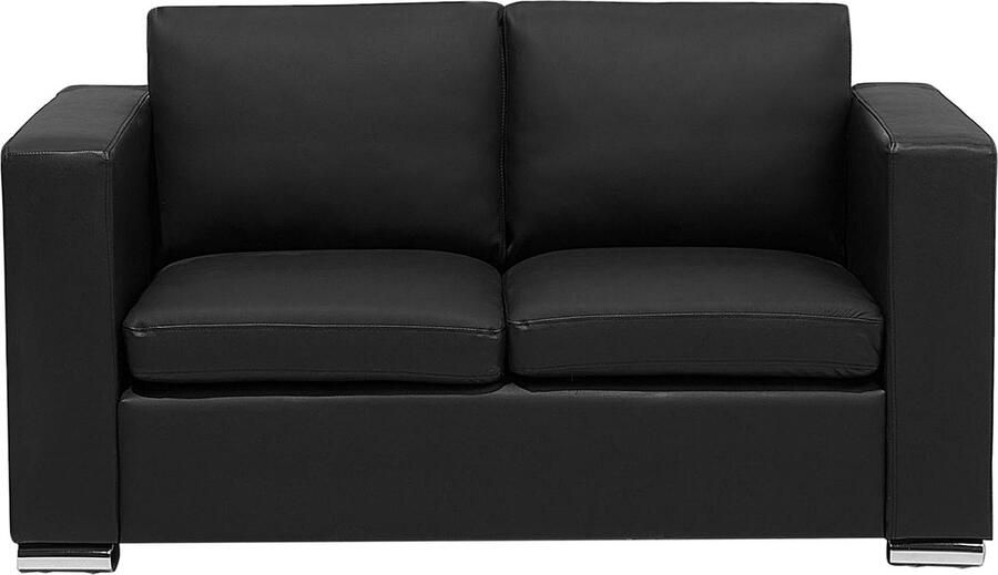 Beliani HELSINKI Two Seater Sofa Zwart Leer - Foto 2
