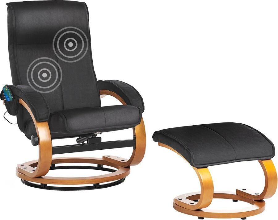 Beliani Massagestoel met voetenbank polyester zwart HERO
