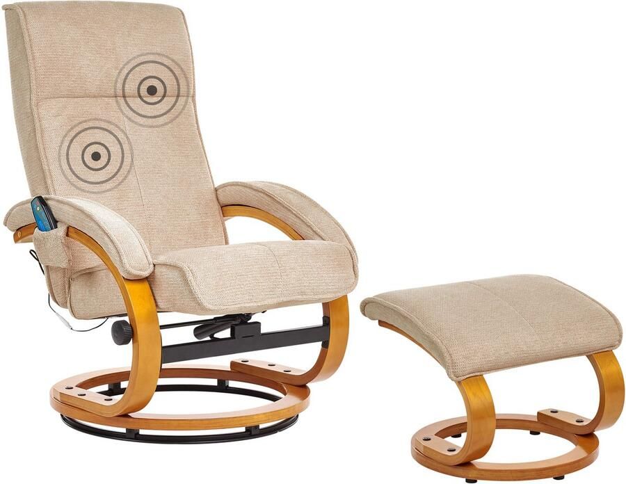 Beliani HERO Relaxfauteuil met voetenbank Beige Polyester