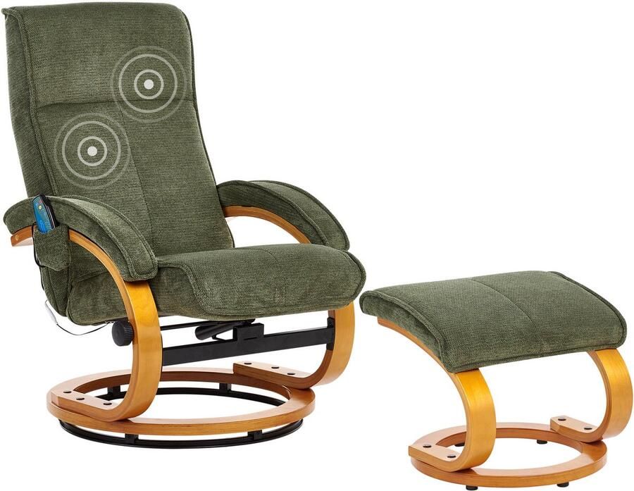 Beliani HERO Relaxfauteuil met voetenbank Groen Polyester
