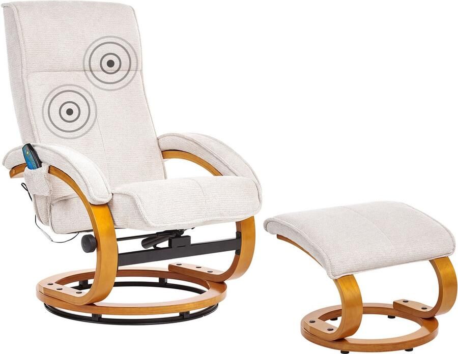 Beliani HERO Relaxfauteuil met voetenbank Lichtbeige Polyester