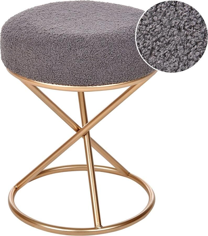 Beliani PRESHO Hocker Grijs Bouclé