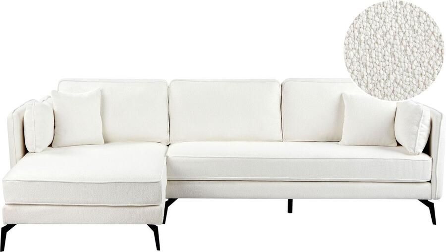 Beliani Hoekbank ALTAN Bouclé Gebroken wit 3-zitter Rechterzijde