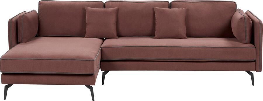 Beliani Hoekbank ALTAN Stof Bordeaux 3-zitter Rechterzijde