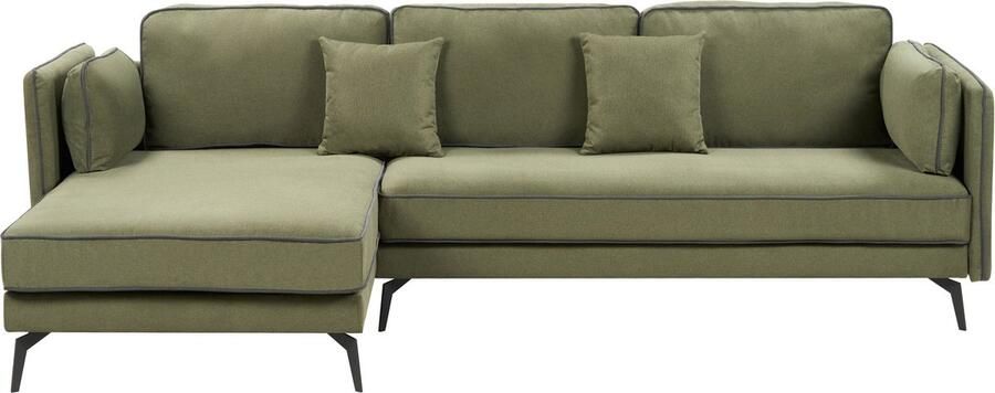 Beliani Hoekbank ALTAN Stof Groen 3-zitter Rechterzijde