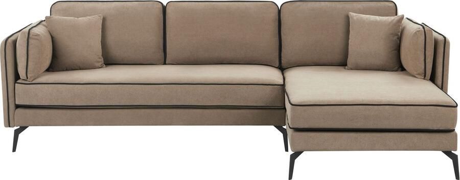 Beliani Hoekbank ALTAN Stof Lichtbruin 3-zitter Linkerzijde