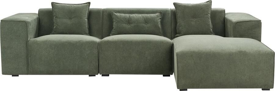 Beliani Hoekbank DOLVA Chenille Donkergroen 3-zitter Linkerzijde