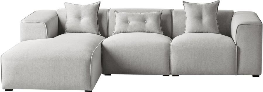 Beliani Hoekbank DOLVA Stof Lichtgrijs 3-zitter Rechterzijde