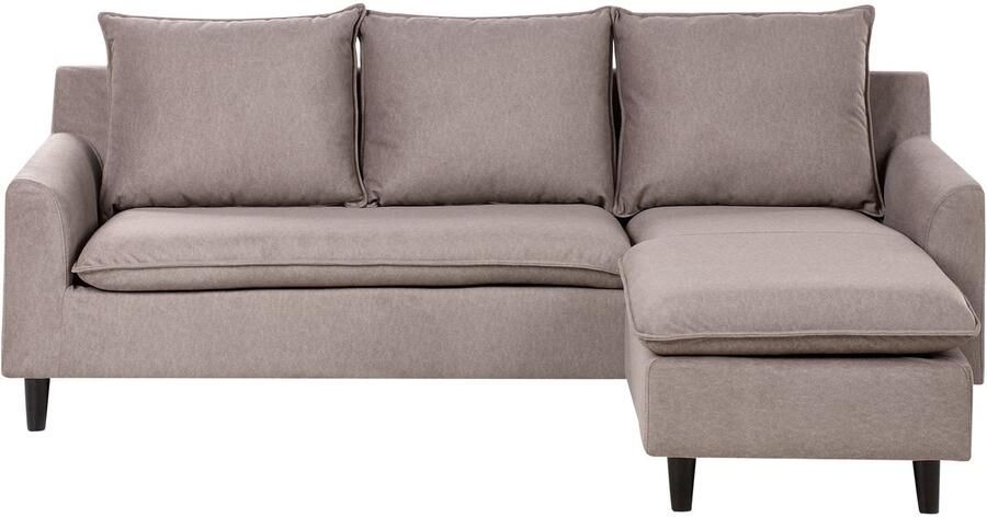 Beliani Hoekbank ELVENES Stof Taupe 3-zitter Linkerzijde