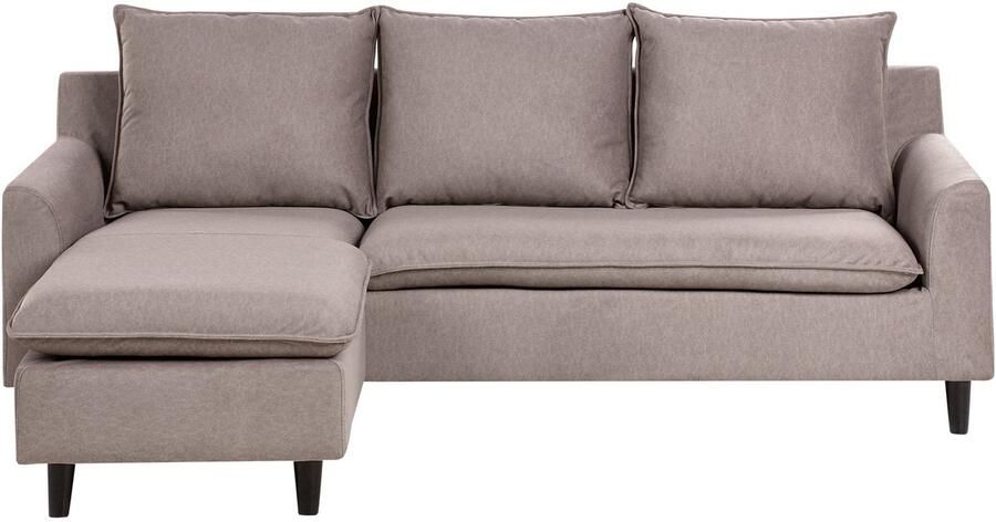 Beliani Hoekbank ELVENES Stof Taupe 3-zitter Rechterzijde