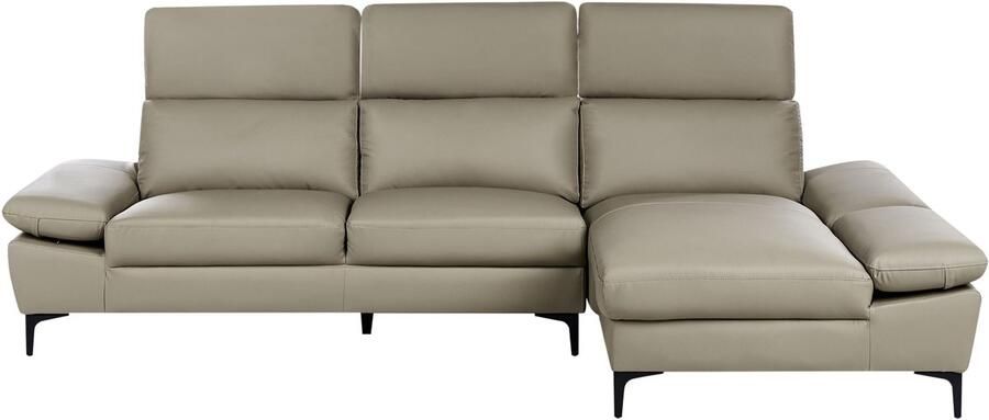 Beliani Hoekbank FARILA Leer Taupe Verstelbaar 4-zitter Linkerzijde