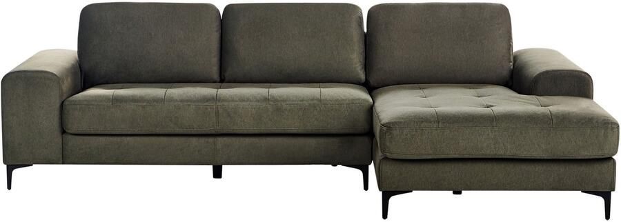 Beliani Hoekbank KIRUNA Stof Donkergroen 4-zitter Linkerzijde