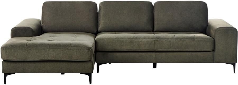Beliani Hoekbank KIRUNA Stof Donkergroen 4-zitter Rechterzijde