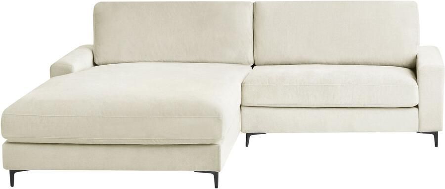 Beliani Hoekbank MALOY Chenille Gebroken wit 3-zitter Rechterzijde