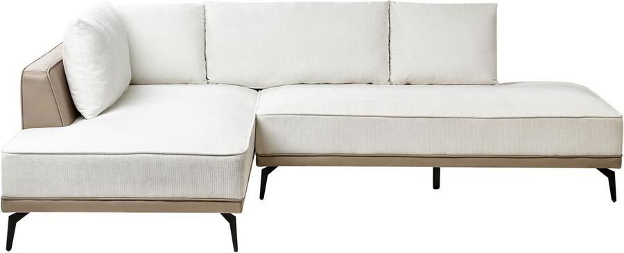 Beliani MYKEN Modulaire bank Gebroken wit Rechts Polyester Kunstleer