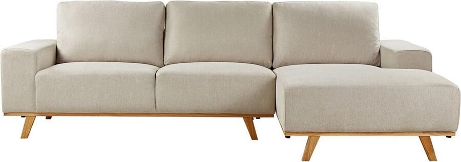 Beliani Hoekbank NORA Stof Beige 3-zitter Linkerzijde