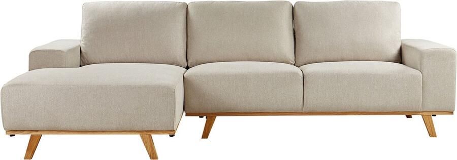 Beliani Hoekbank NORA Stof Beige 3-zitter Rechterzijde