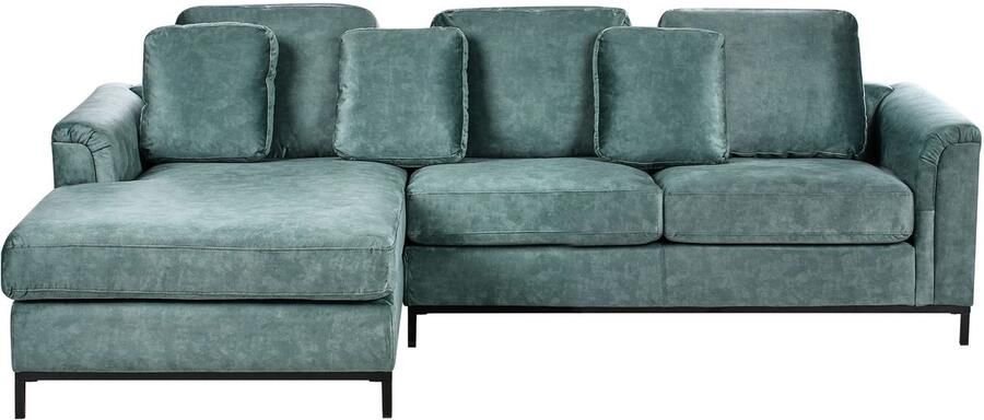 Beliani Hoekbank OSLO Fluweel Groenblauw 4-zitter Rechterzijde