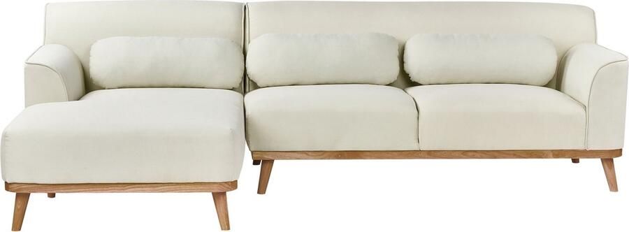 Beliani Hoekbank SIMOS Stof Gebroken wit 3-zitter Rechterzijde