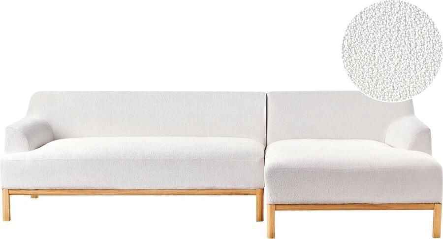 Beliani Hoekbank SOSJO Bouclé Gebroken wit 3-zitter Linkerzijde