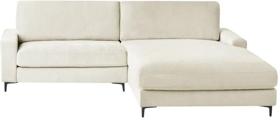 Beliani Hoekbank MALOY Chenille Gebroken wit 3-zitter Linkerzijde