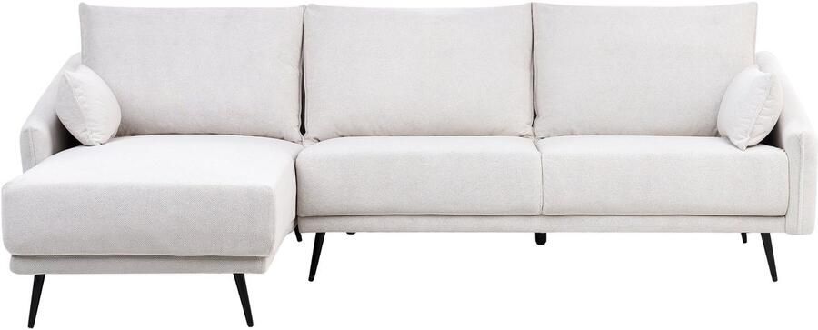 Beliani Hoekbank VARDE Stof Gebroken wit 3-zitter Rechterzijde