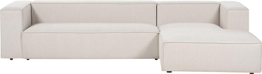 Beliani -VERNON-Hoekbank 3-zits-Lichtbeige-Linkszijdig-Polyester