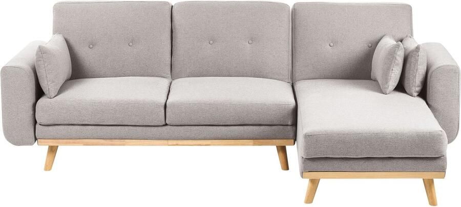 Beliani Hoekslaapbank KAARINA Stof Grijs 3-zitter Linkerzijde