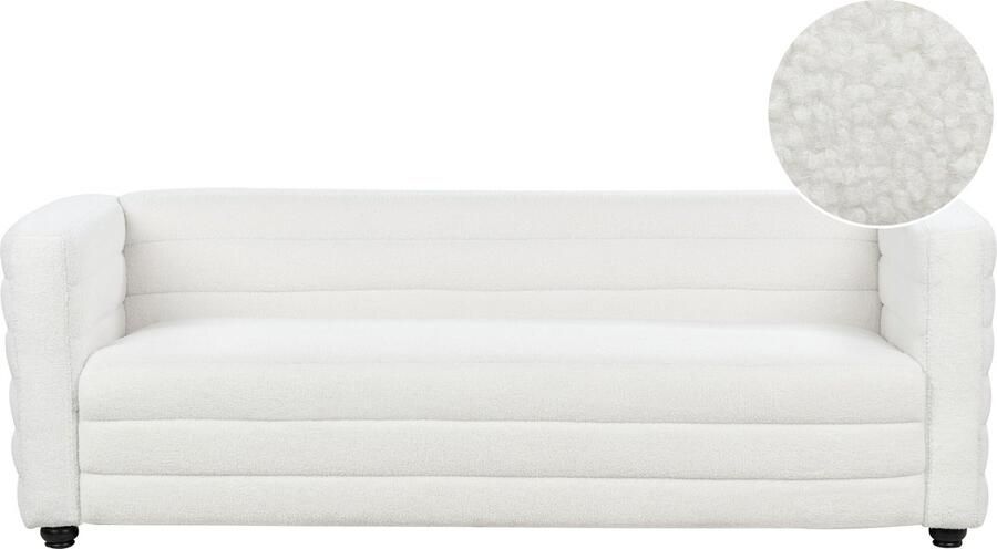 Beliani HOFN Driezitsbank Off-white Polyester