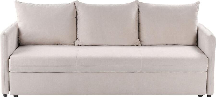 Beliani Slaapbank HOLSEN Stof Beige met opbergruimte 3-zitter