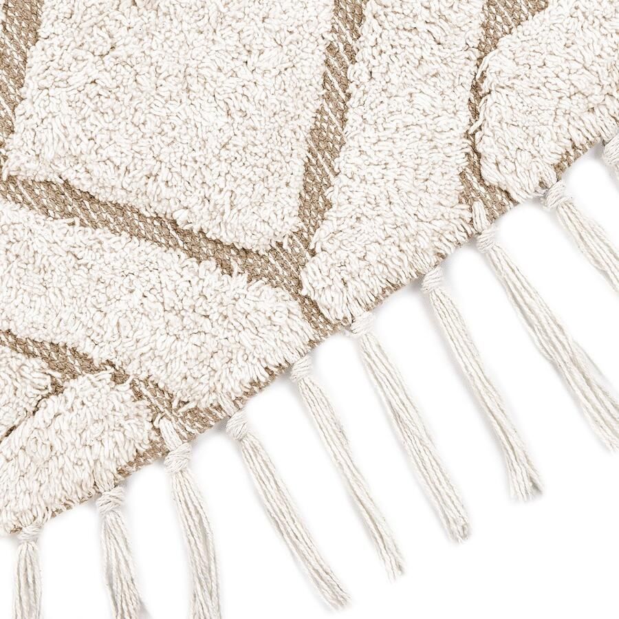 Beliani HORASAN Vloerkleed Lichtbeige 140 x 140 cm Katoen