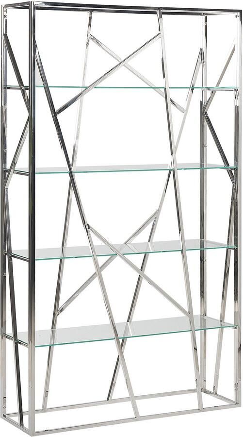 Beliani Boekenkast met 4 planken Boekenkast HOXIE Metaal 175 cm Zilver