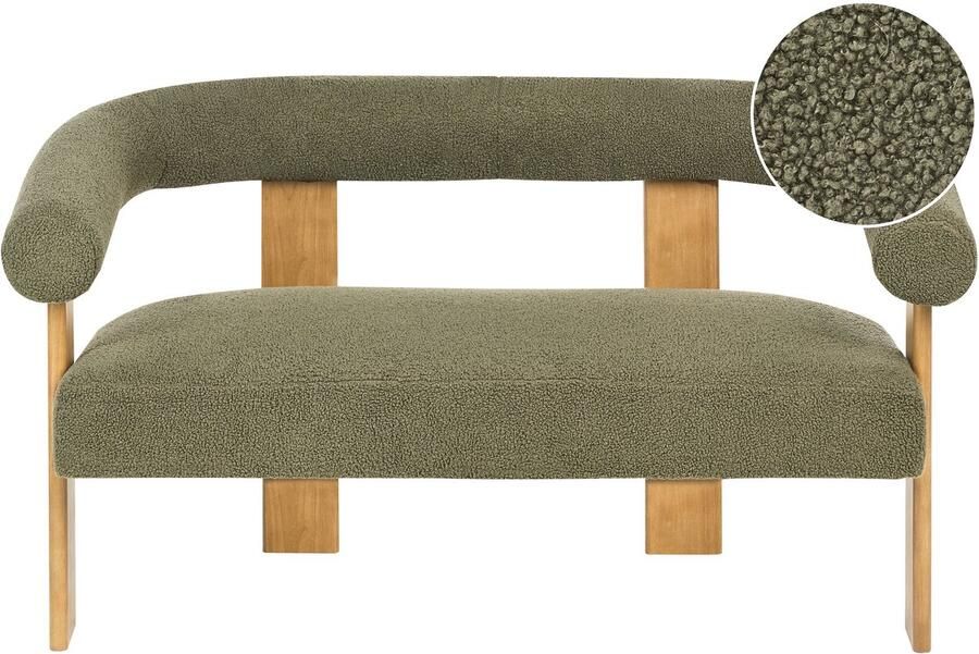 Beliani Bank ILBRO Bouclé Groen Lichtbruin 2-zitter
