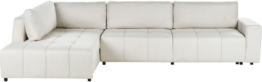 Beliani INNVIK Vierzitsbank met opbergruimte Lichtbeige Rechtszijdig Polyester