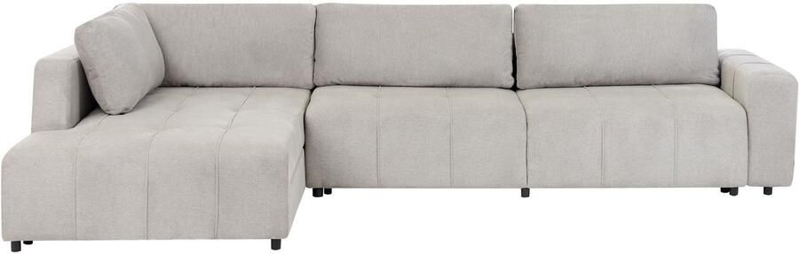 Beliani Hoekslaapbank INNVIK Stof Lichtgrijs met opbergruimte 4-zitter Rechterzijde