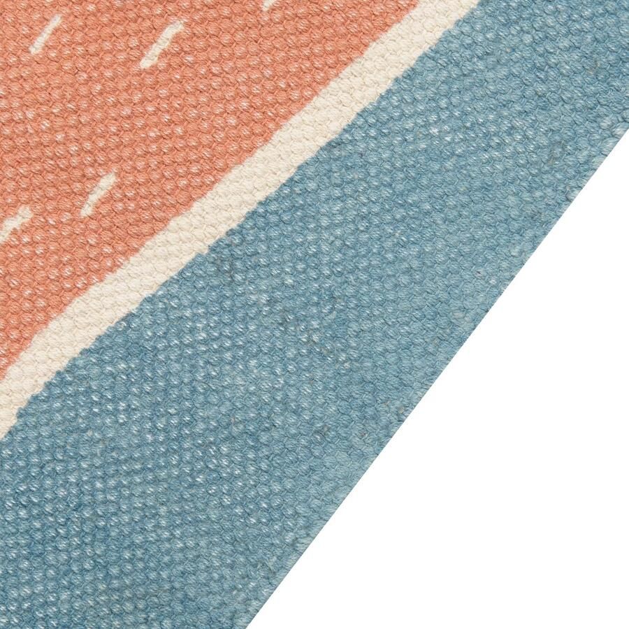 Beliani Vloerkleed luiaard katoen blauw oranje 80 x 150 cm ISAK