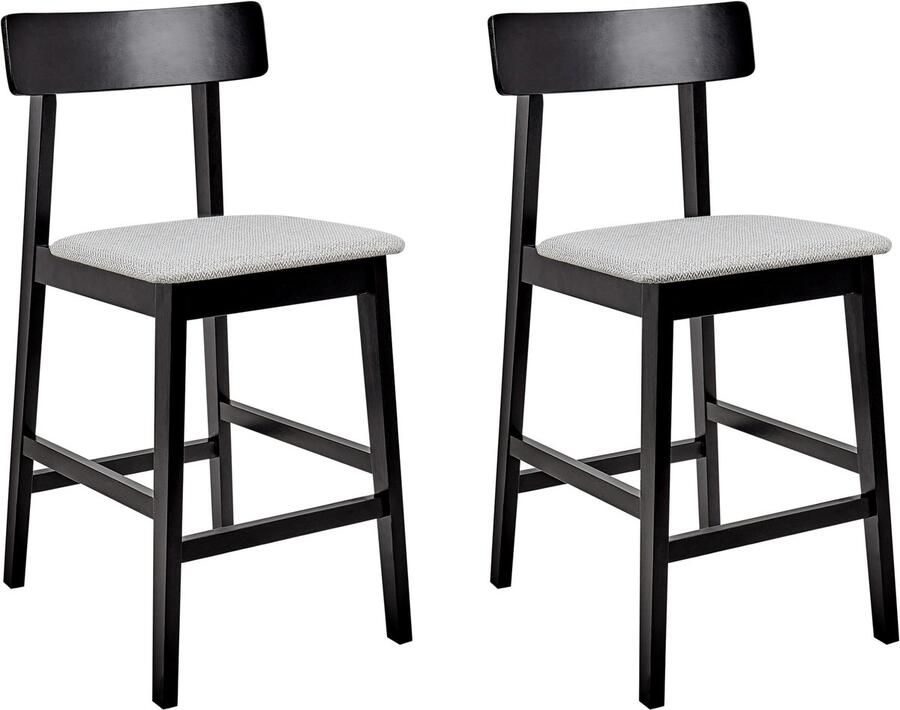 Beliani ISANTI Barkruk set van 2 Grijs Zwart Rubberhout