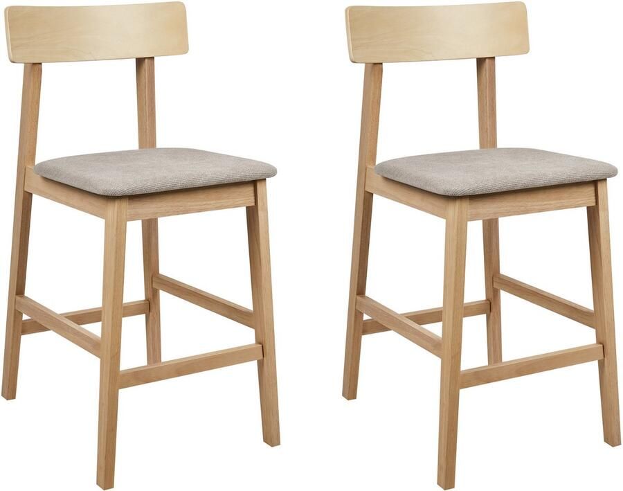 Beliani ISANTI Barkruk set van 2 Taupe Rubberhout