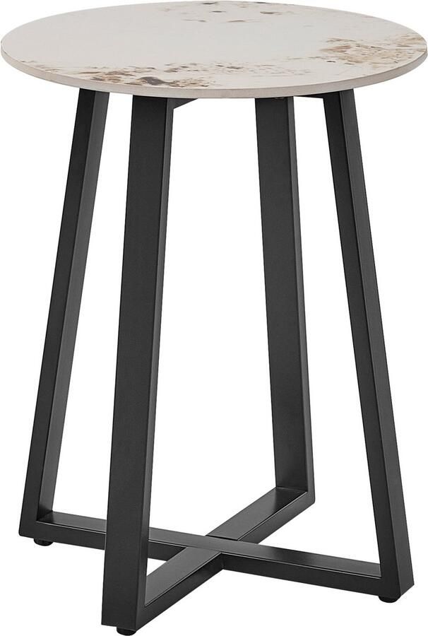 Beliani IVINS Bijzettafel Zwart Wit Metaal