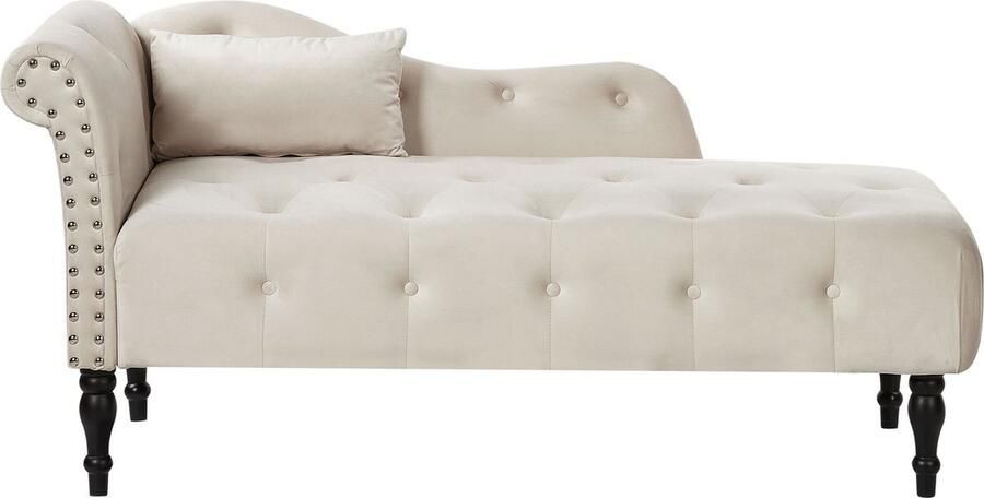 Beliani Linkszijdige chaise longue IVRY Fluweel Lichtbeige