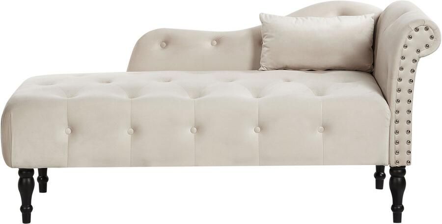 Beliani IVRY Chaise longue Lichtbeige Rechtszijdig Fluweel