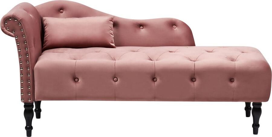 Beliani Linkszijdige chaise longue IVRY Fluweel Roze