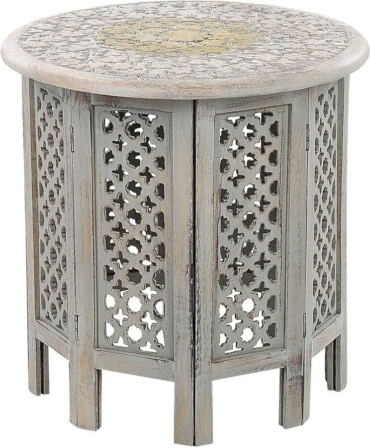 Beliani JAGORI Bijzettafel Lichtgrijs Mangohout