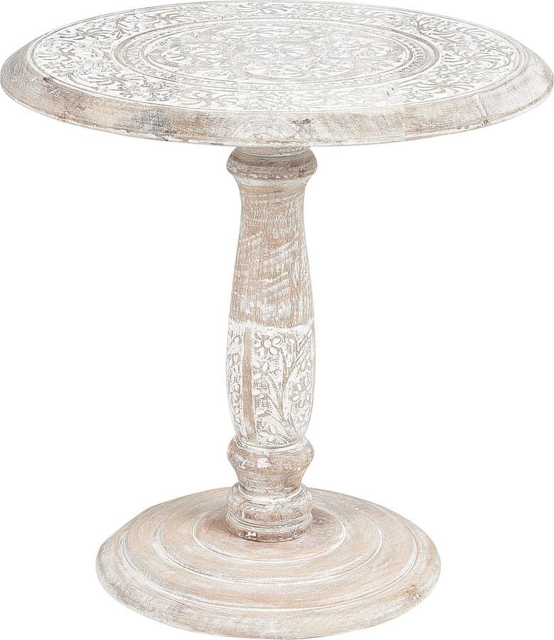 Beliani JAMBIA Bijzettafel Lichte houtkleur Mangohout