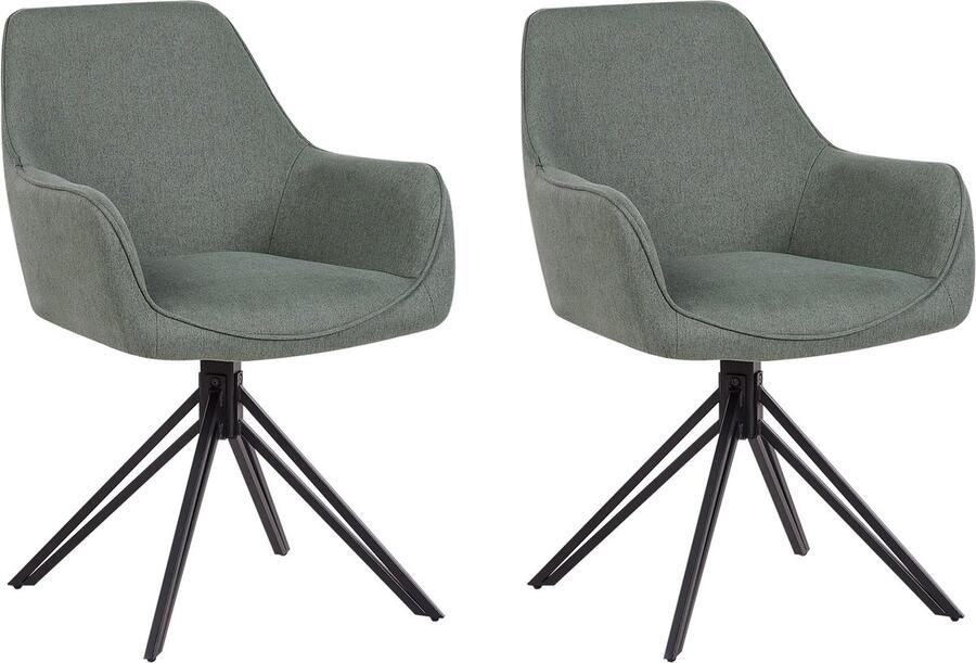 Beliani JODAR Eetkamerstoel set van 2 Donkergroen Stof