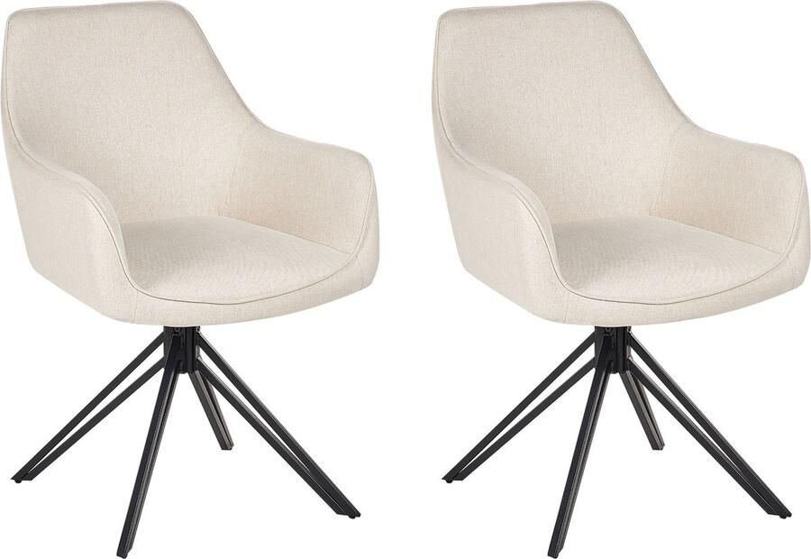 Beliani JODAR Eetkamerstoel set van 2 Lichtbeige Stof