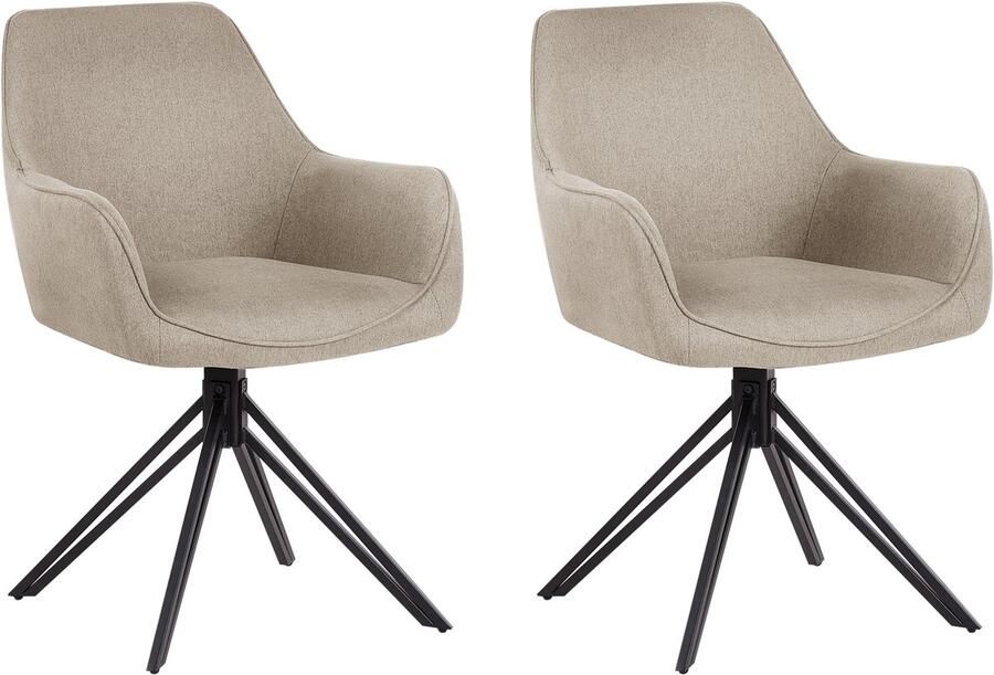 Beliani JODAR Eetkamerstoel set van 2 Taupe Stof